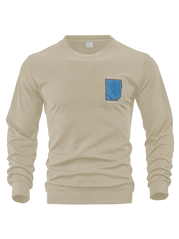 Men's casual crew neck sweater with trendy pocket Lisslune