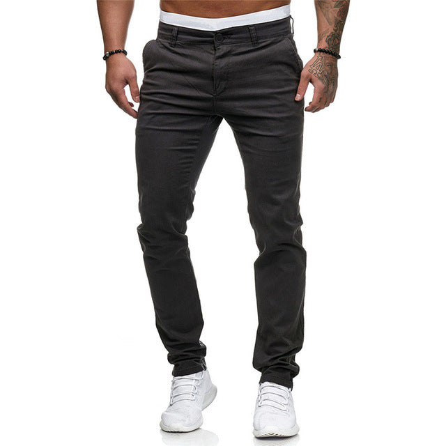 Men's Slim-Fit Casual Pants with Elastic Waistband and Comfortable Cut Lisslune