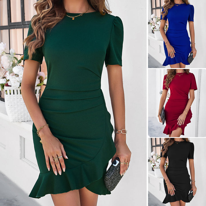 Damen figurbetontes Wickelkleid mit Rüsche Lisslune