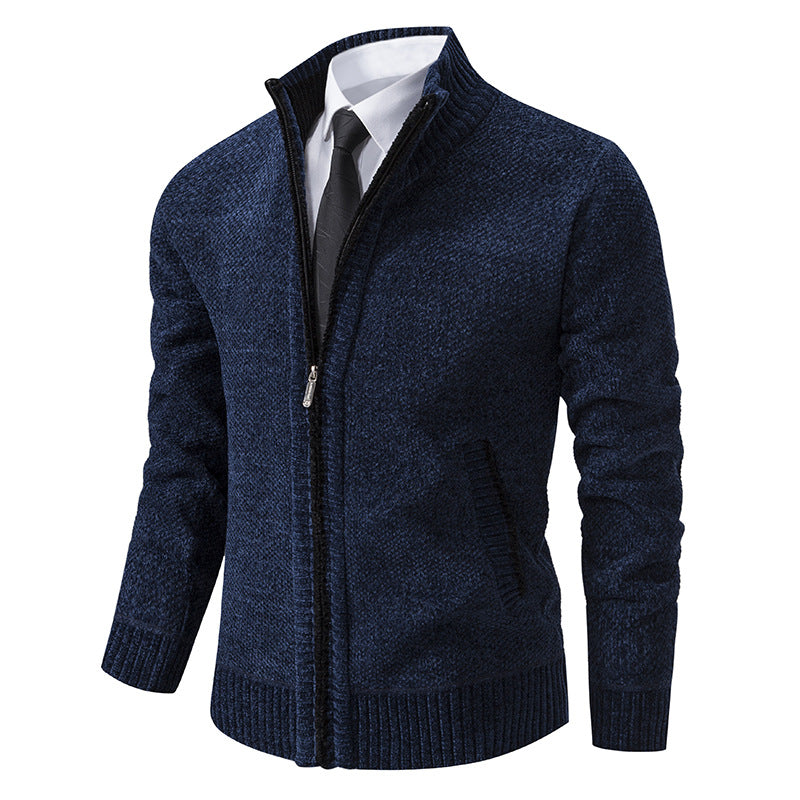 Men's elegant cardigan with modern zipper and high collar Lisslune
