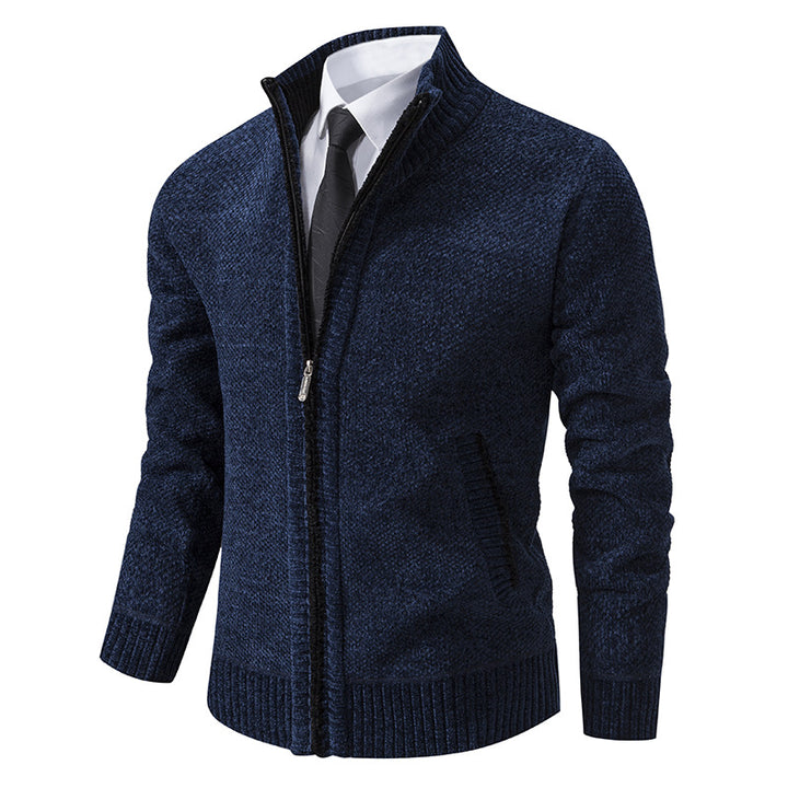 Men's elegant cardigan with modern zipper and high collar Lisslune