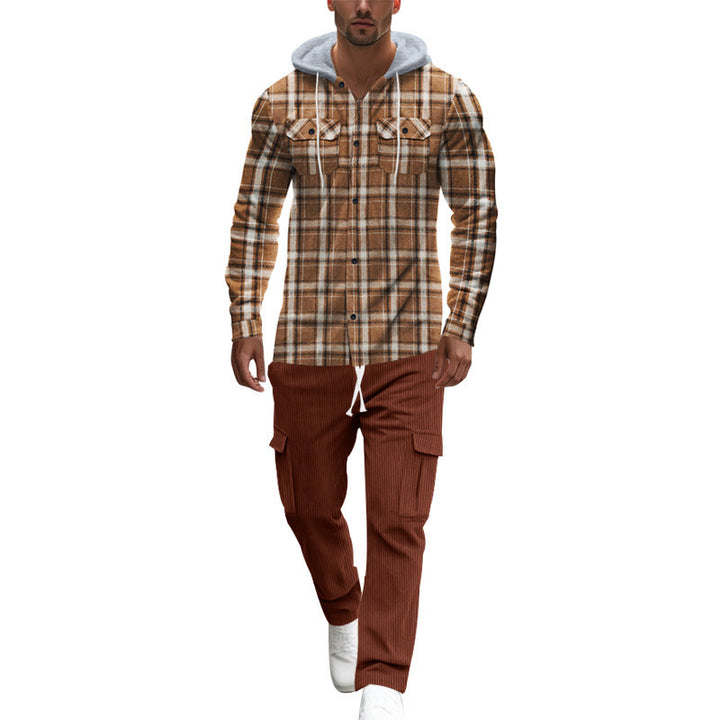 Men's flannel shirts with a hood and two practical chest pockets Lisslune