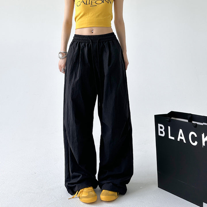 Women's Loose Sports Pants with Elastic Waistband and Drawstring Lisslune