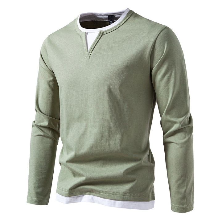 Men's long sleeve shirt with modern V-neck and cool layering details Lisslune
