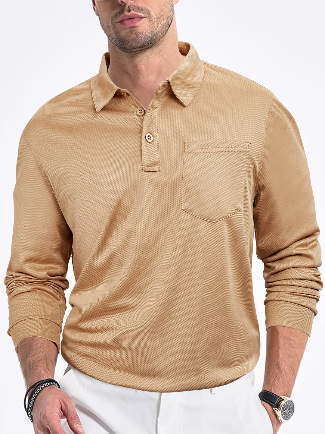 Men's polo shirt with modern structured design and practical chest pocket Lisslune