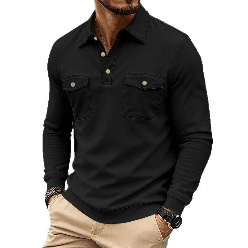 Men's stylish long-sleeve shirt with practical chest pockets and modern Henley neckline Lisslune
