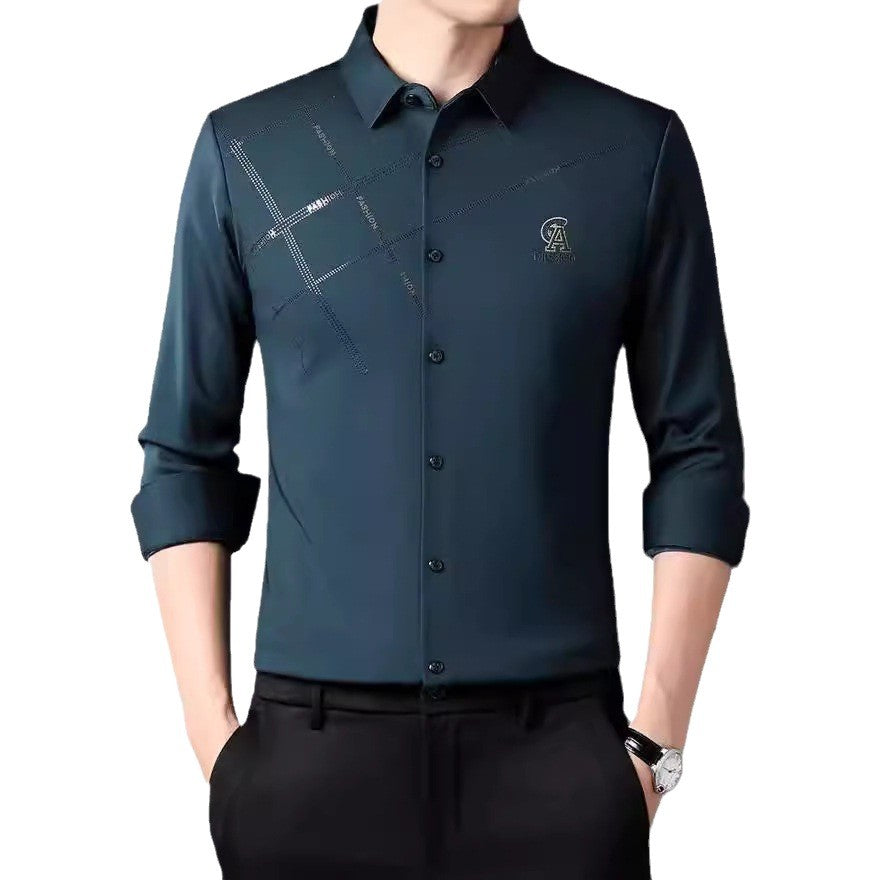 Men's elegant long-sleeve shirt with modern graphic design Lisslune