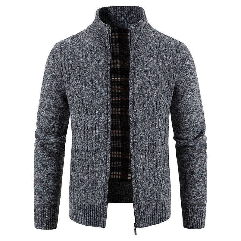 Men's cardigan with high collar and textured design Lisslune