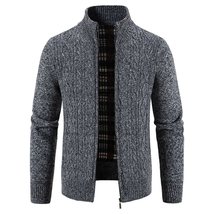 Men's cardigan with high collar and textured design Lisslune