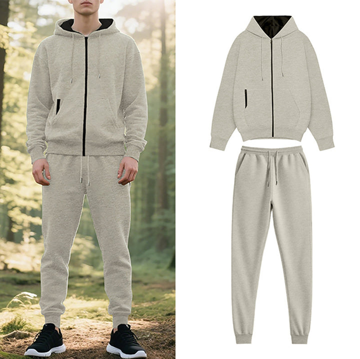 Men's comfortable hooded leisure suit with practical pockets Lisslune