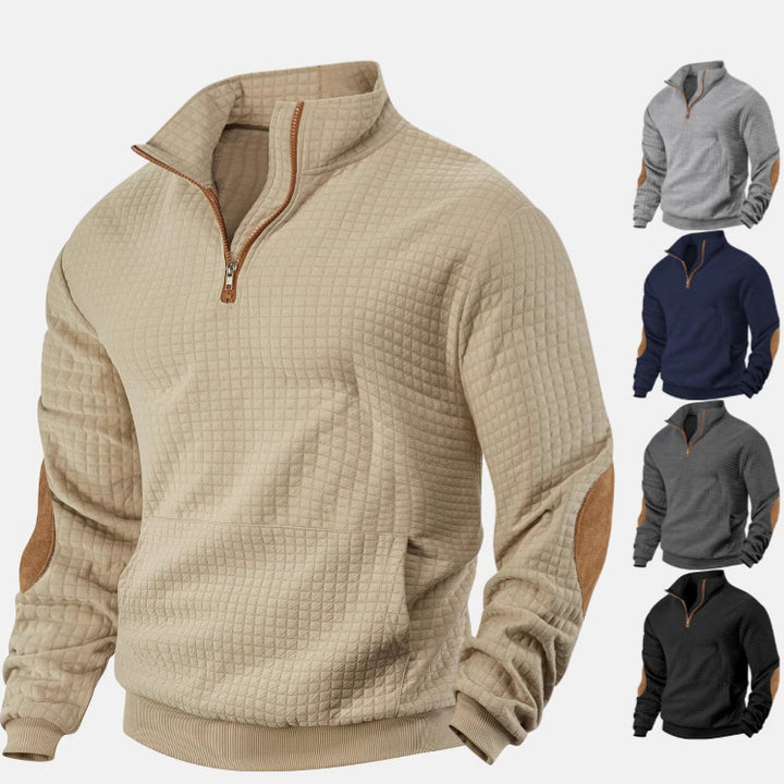 Men's fashionable fleece sweater with high collar and practical pockets Lisslune