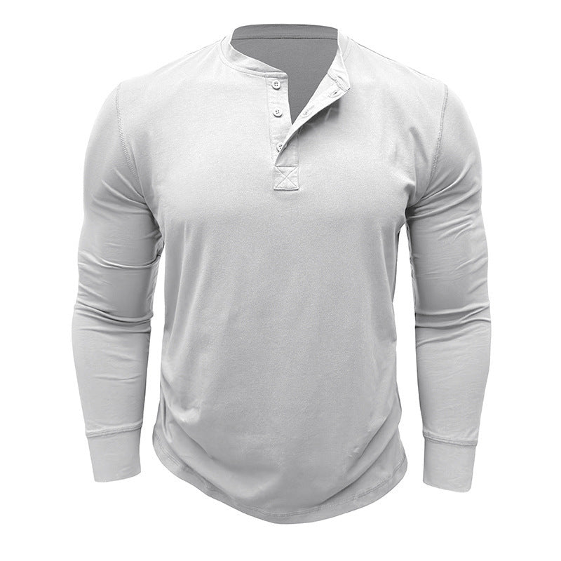 Men's Long Sleeve Henley Shirt with Stylish Buttons and High-Quality Cotton Blend Lisslune