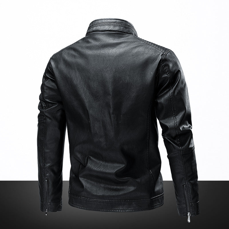 Men's casual synthetic leather jacket with functional zip pockets Lisslune