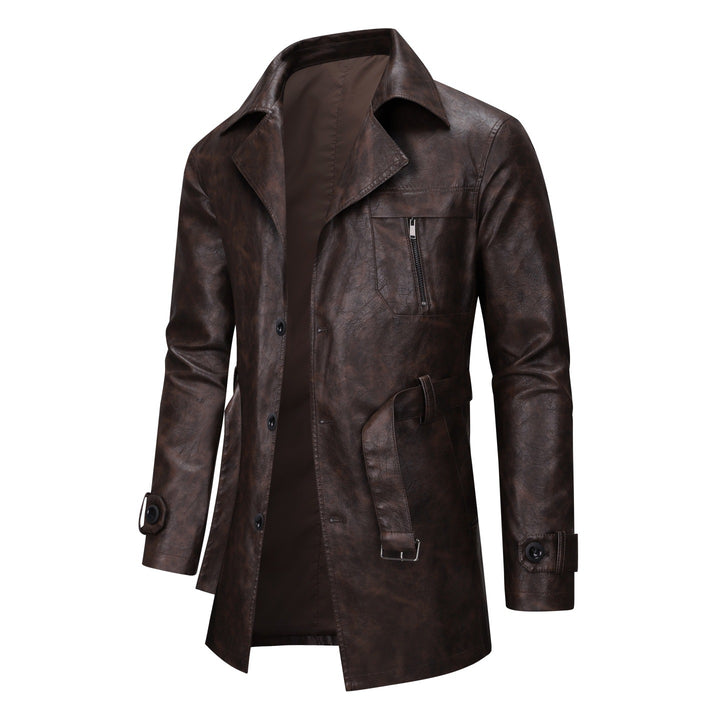 Men's Synthetic Leather Trench Coat Lisslune