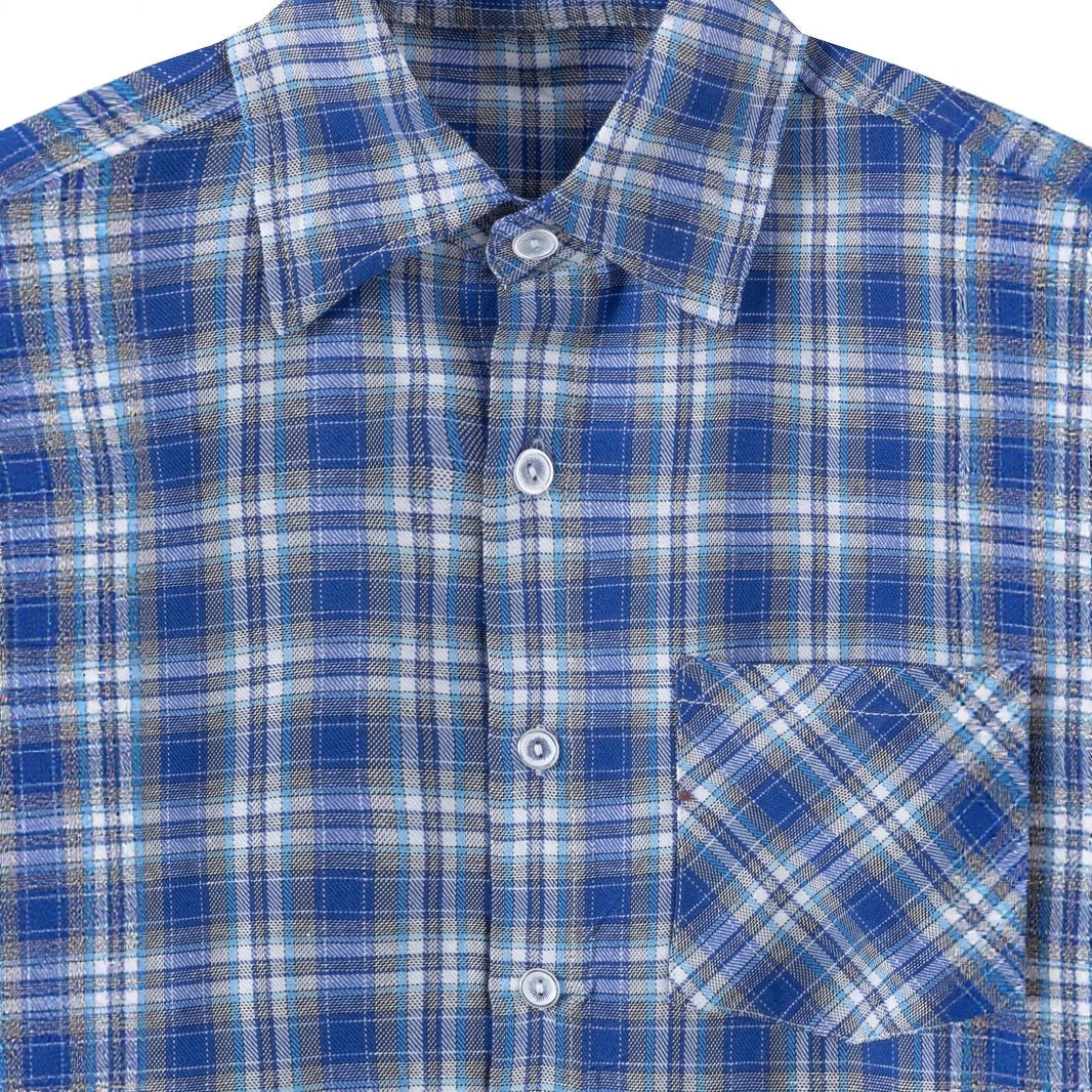 Men's casual long-sleeve shirt with check pattern Lisslune