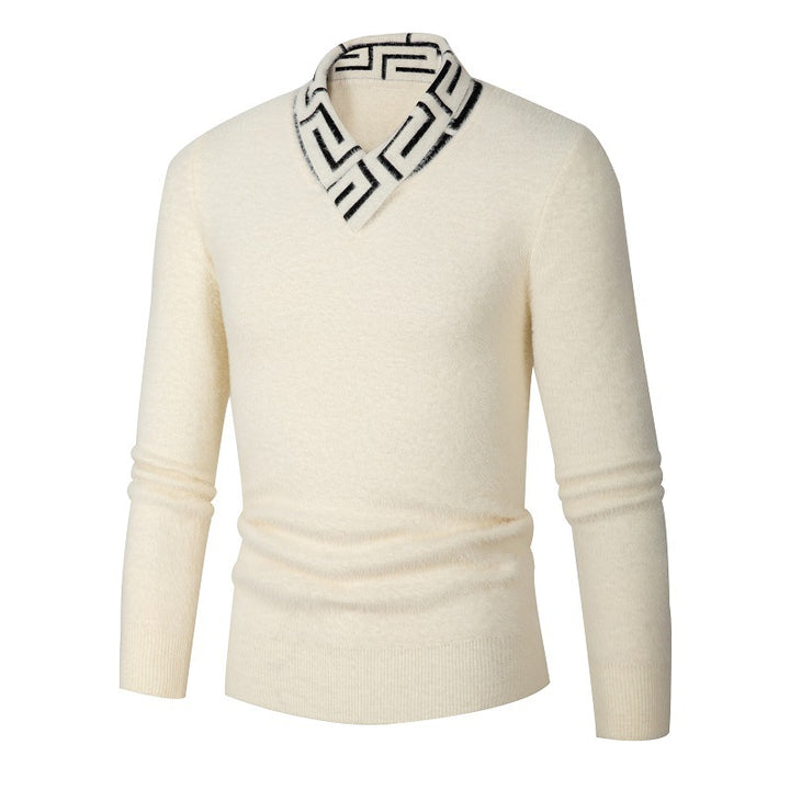 Men's fashionable sweater with stylish stand-up collar and textured design Lisslune