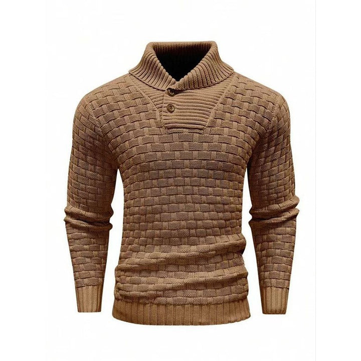 Men's knitted sweater with textured pattern and modern stand-up collar Lisslune