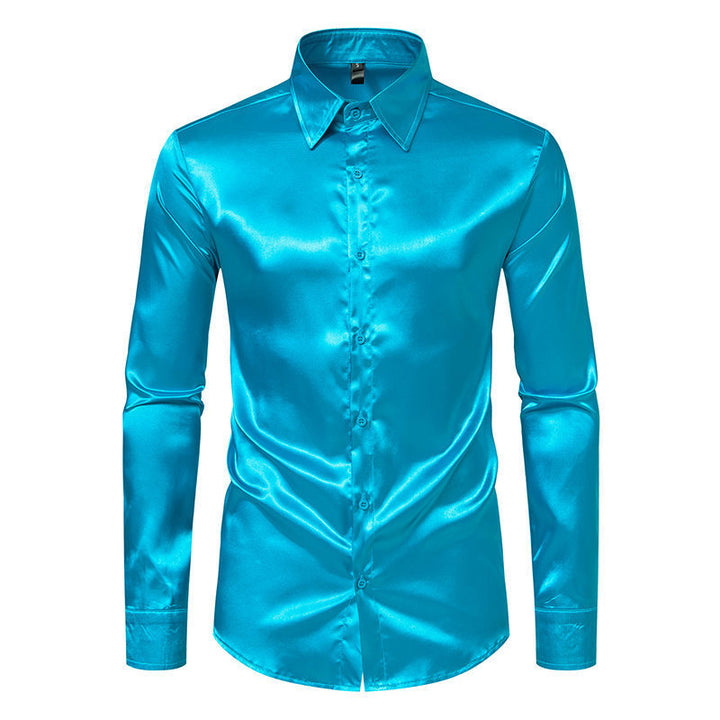 Men's elegant long-sleeve shirt made of silky shiny fabric Lisslune