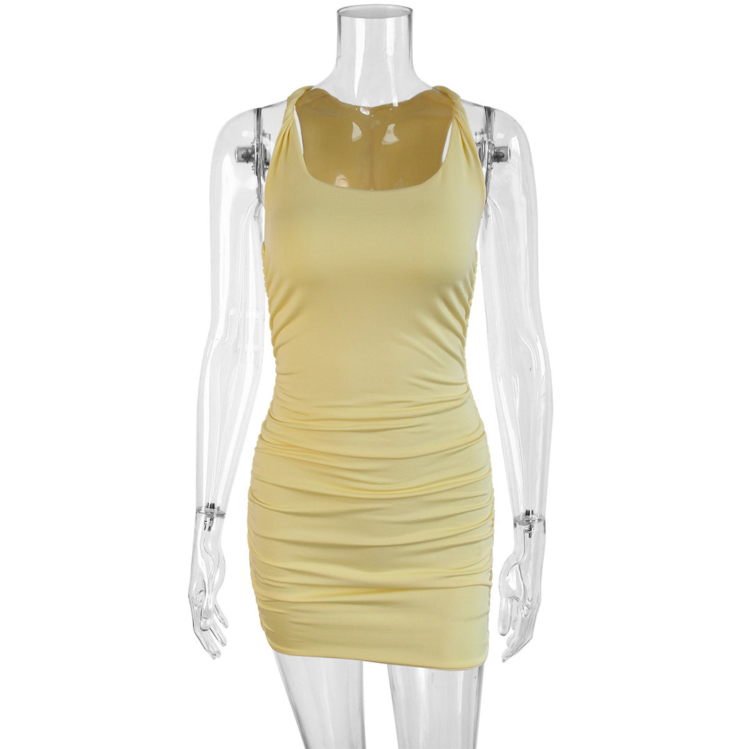Damen Figurbetontes Sommerkleid mit verstellbaren Trägern und Raffungen Lisslune