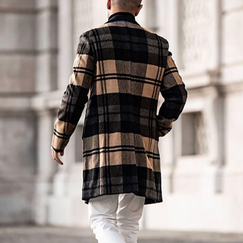 Men's Checked Winter Coat with Warm Lining Lisslune