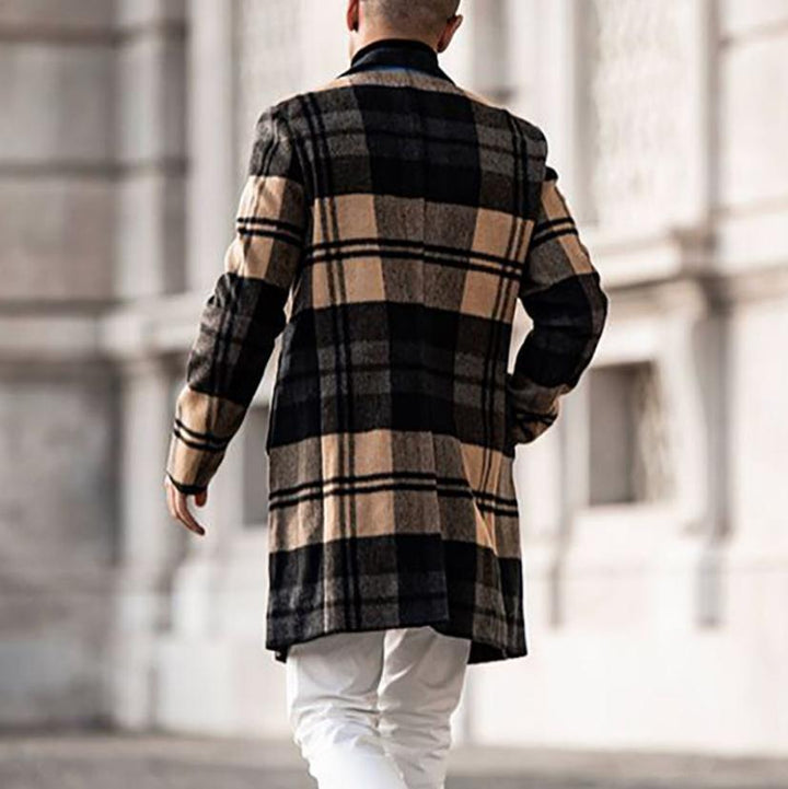 Men's Checked Winter Coat with Warm Lining Lisslune
