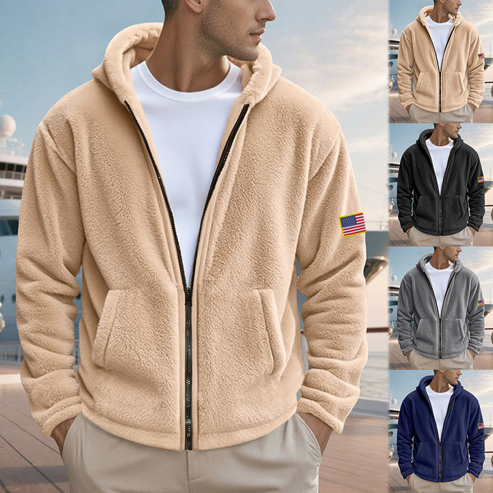 Men's fleece hoodie with practical pockets and modern zipper Lisslune