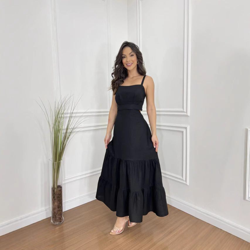 Women's maxi dress with tailored top and voluminous skirt Lune London