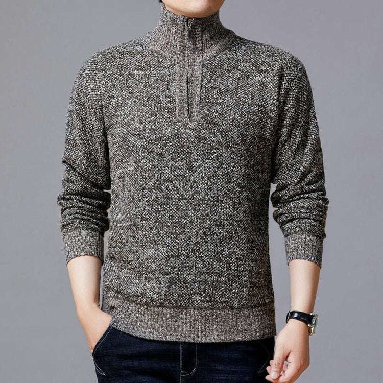 Men's knit sweater with modern stand-up collar and textured surface Lisslune