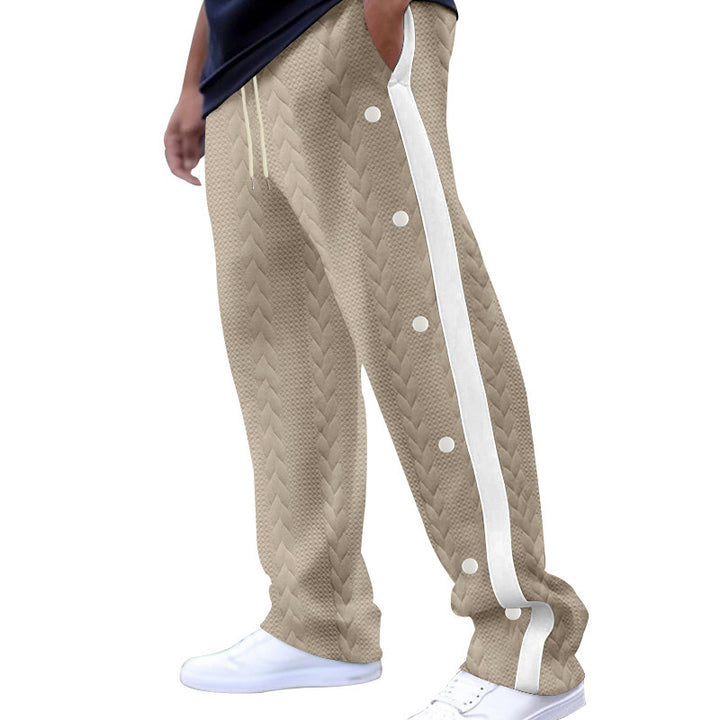 Men's sporty jogging pants with snap button and side stripes Lisslune