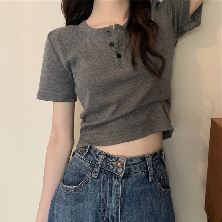 Women's Short Sleeve Henley Shirt Lisslune