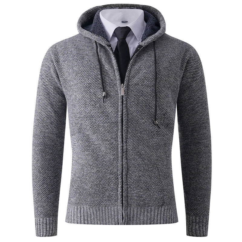 Men's cardigan with hood and textured finish Lisslune