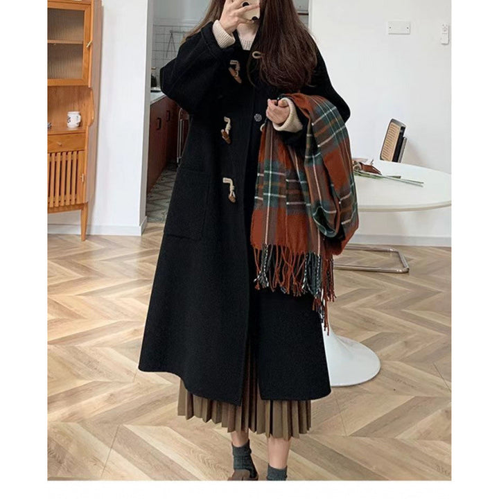 Women's Duffle Coat with Practical Pockets and Decorative Wooden Toggle Buttons Lisslune