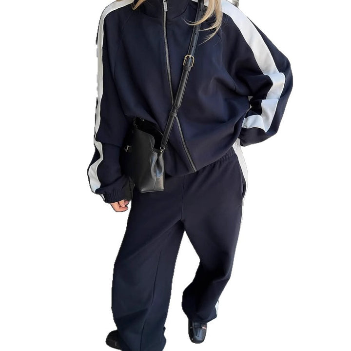 Women's sporty leisure set with side long contrast stripes Lisslune