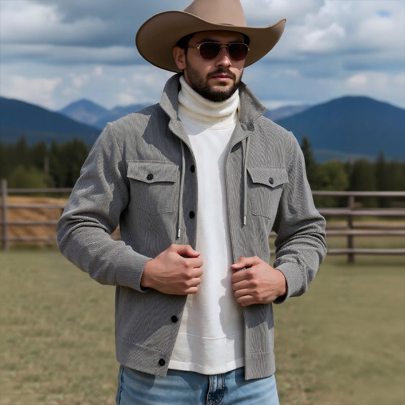 Men's cord jacket with practical chest pockets and drawstring Lisslune