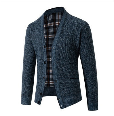 Men's elegant knitted cardigan with check pattern Lisslune