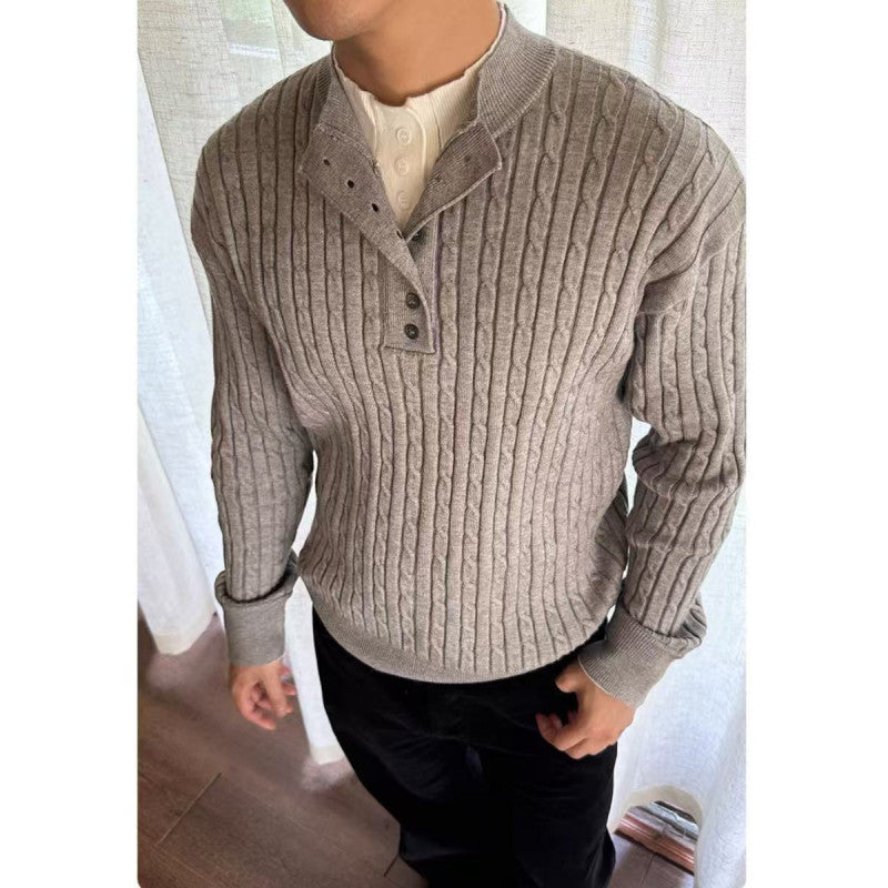 Men's fine-knit sweater with decorative button details Lisslune