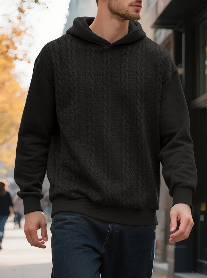 Men's hoodie with textured knit pattern and fashionable accents Lisslune