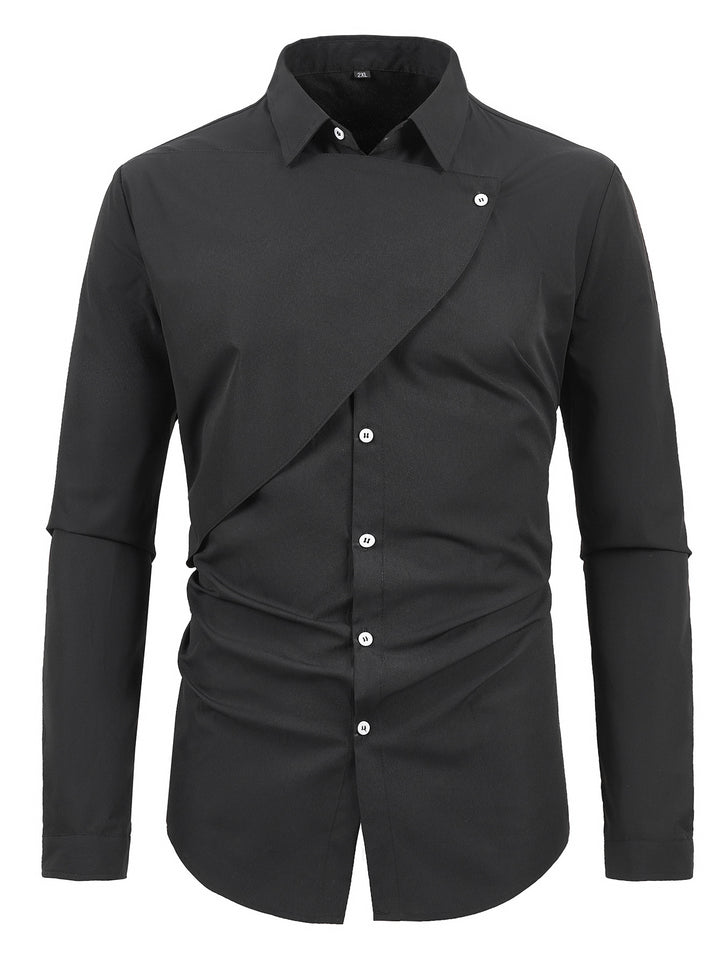 Men's Creative Long Sleeve Shirt with Asymmetric Design Lisslune