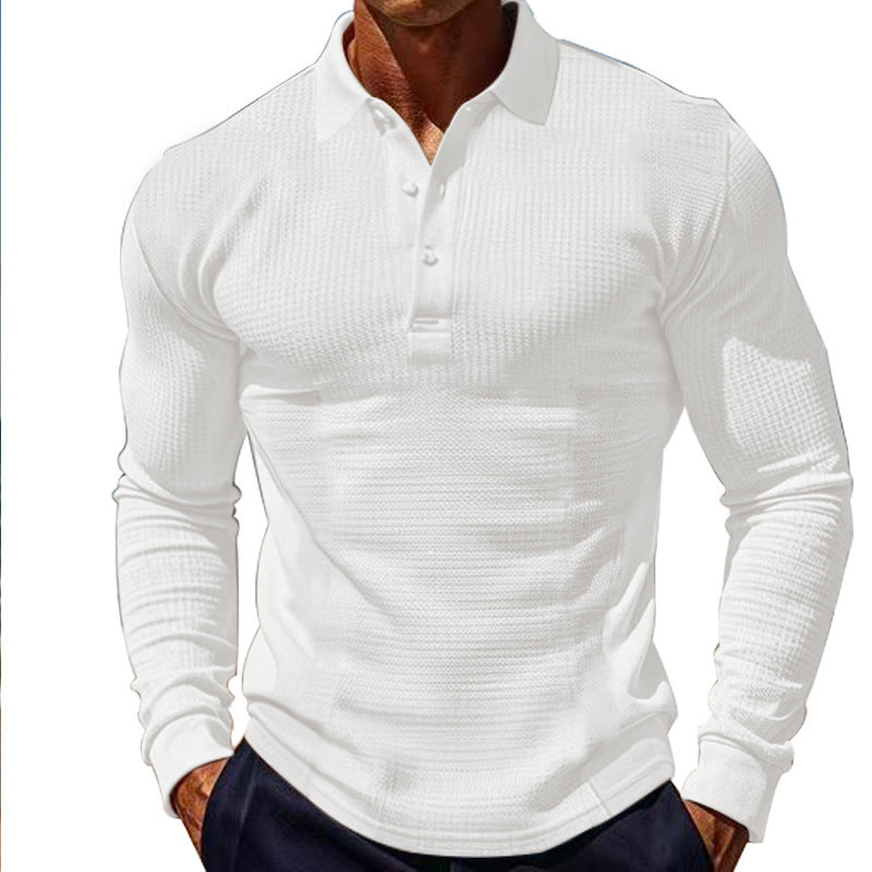 Men's long-sleeved polo shirt with textured design Lisslune