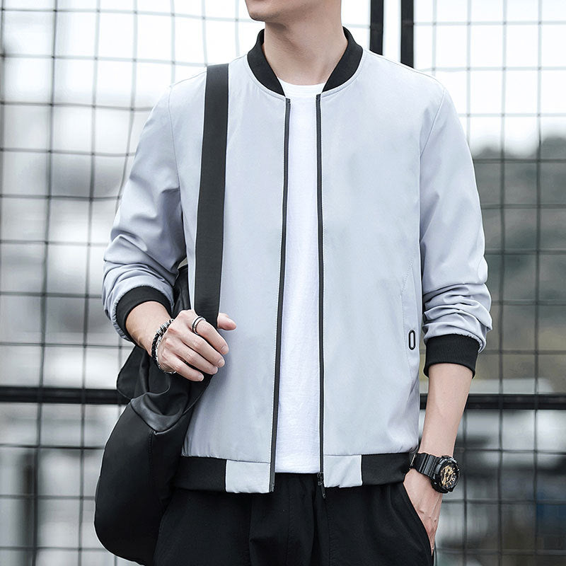 Men's stylish bomber jacket with elastic cuffs and practical zipper Lisslune
