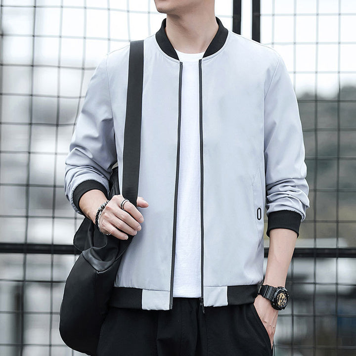 Men's stylish bomber jacket with elastic cuffs and practical zipper Lisslune