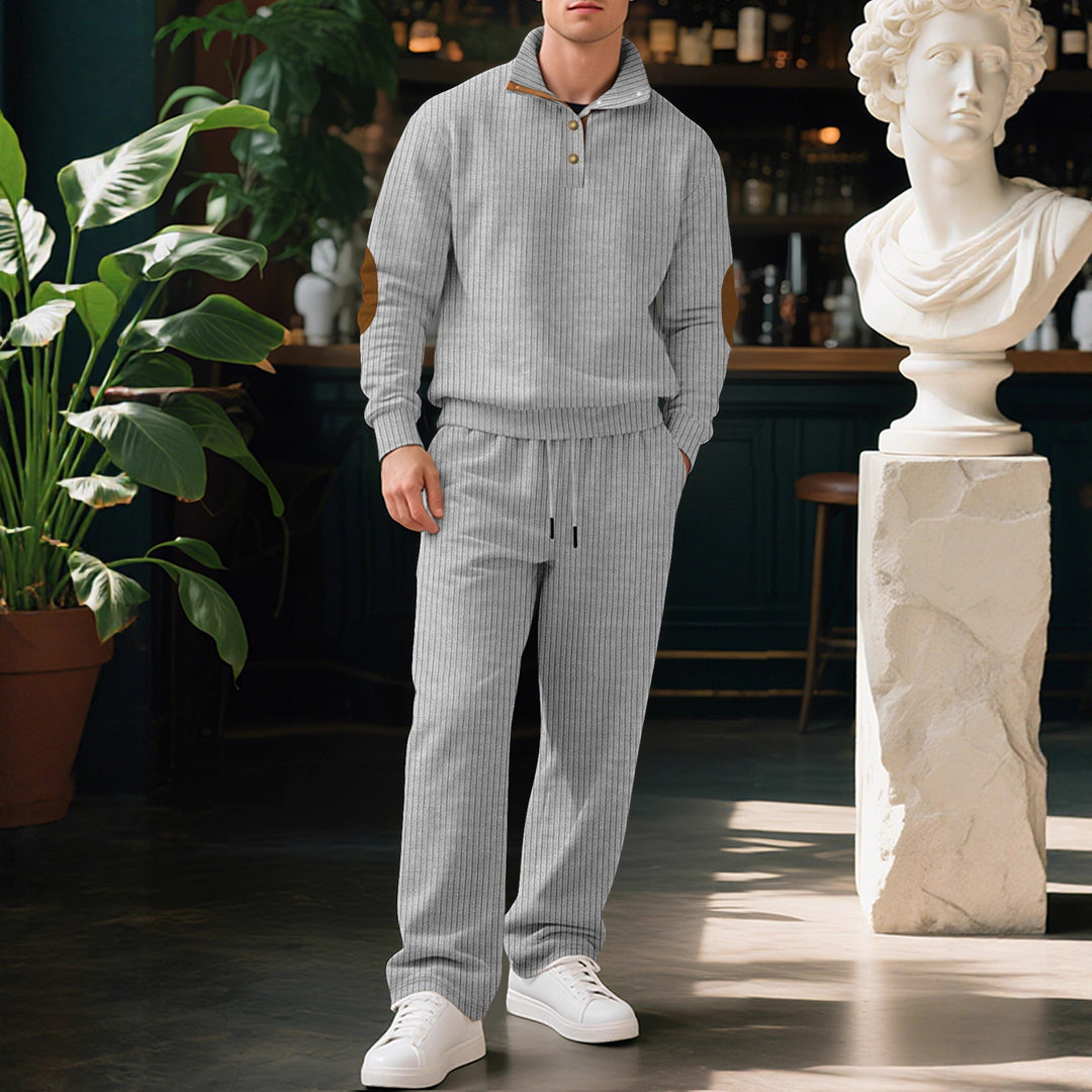 Men's sporty sweatshirt with innovative button placket design and fashionable accents Lisslune