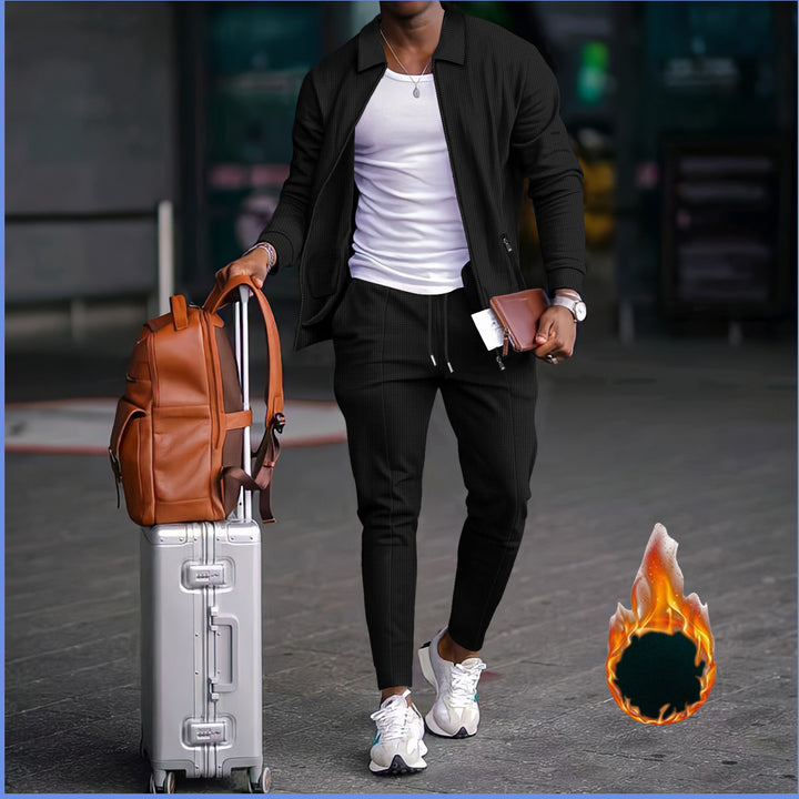 Men's sporty leisure suit with textured design and elastic waistband Lisslune