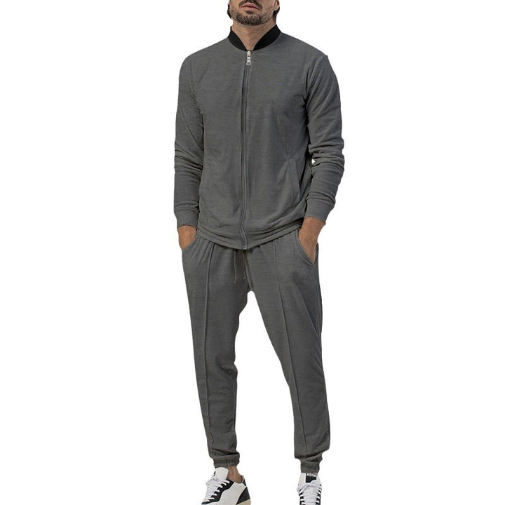 Men's sporty leisure suit with elastic waistband and zipper Lisslune