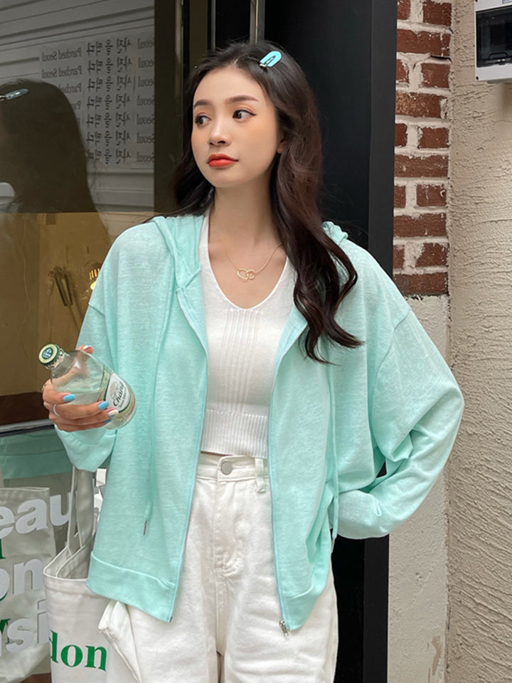 Women's casual hooded jacket with a relaxed fit and high-quality cotton blend