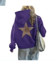 Women's hoodie with striking leopard star design Lisslune