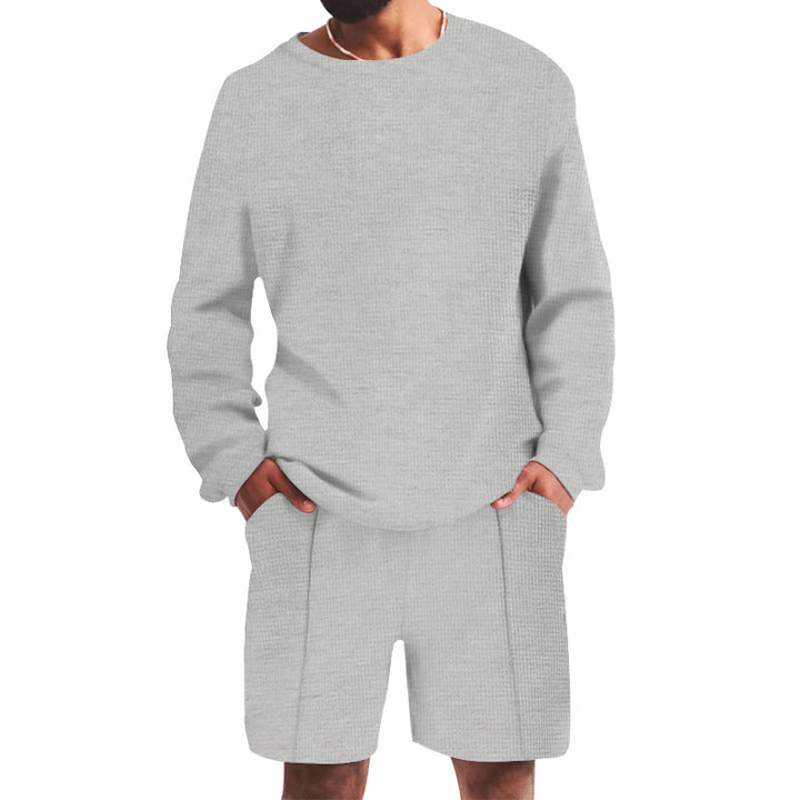 Men's casual leisure set with textured top and comfortable shorts Lisslune