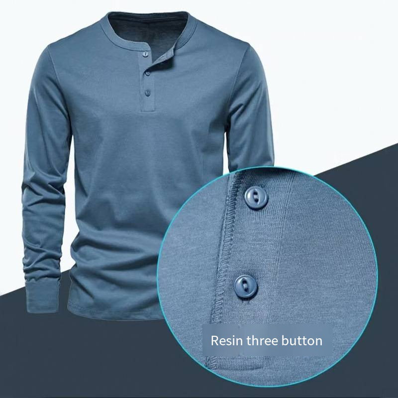 Men's Long Sleeve Henley Shirt made of breathable cotton blend Lisslune