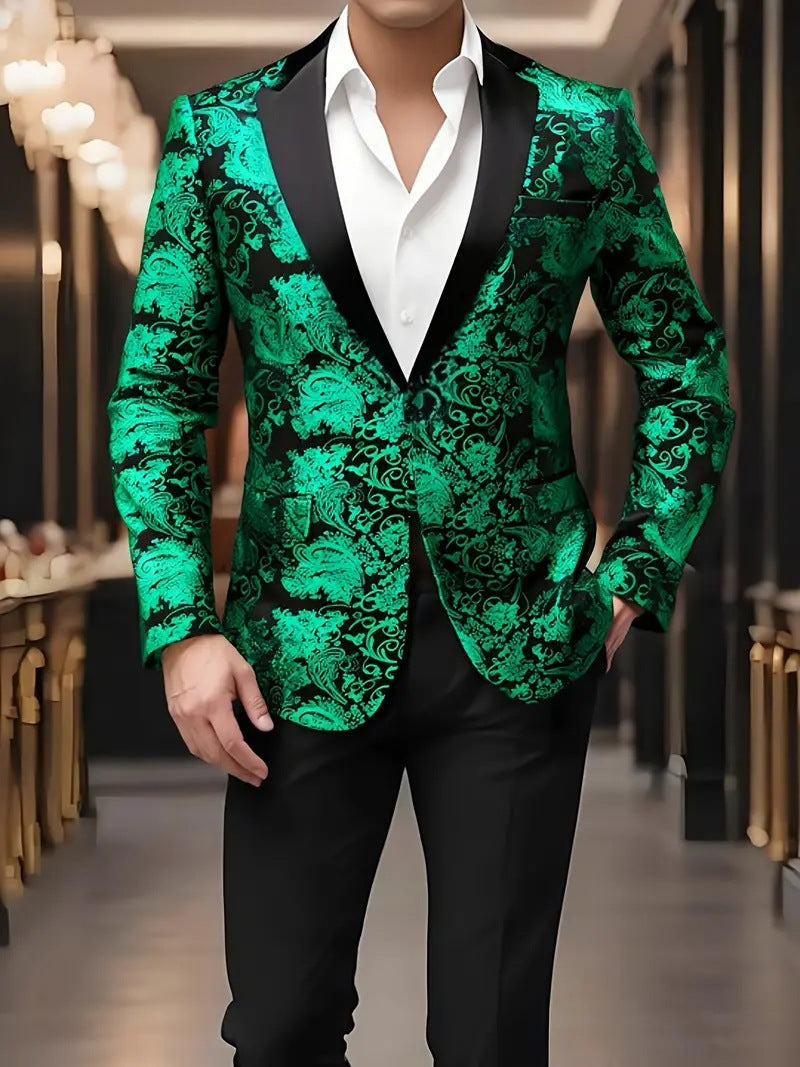 Men's extravagant sequin blazer with floral design Lisslune
