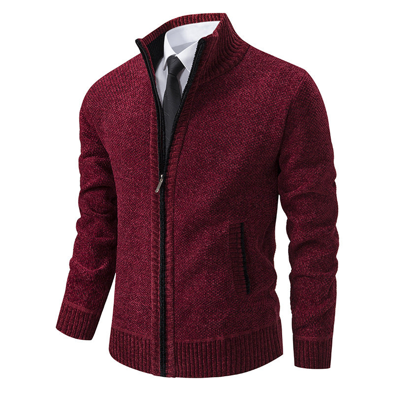 Men's elegant cardigan with modern zipper and high collar Lisslune